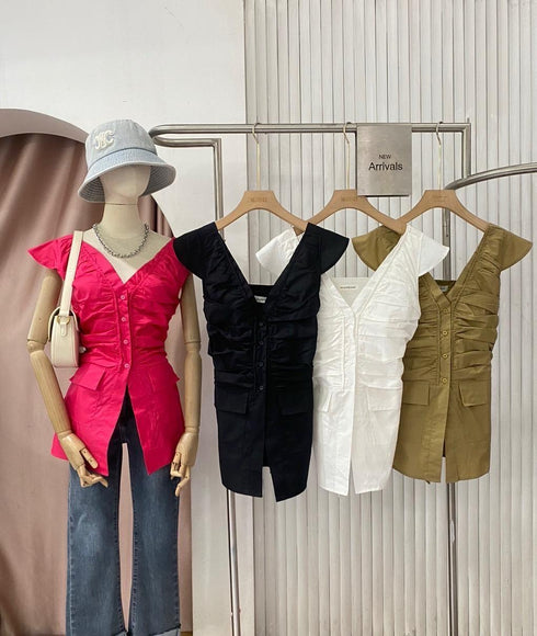 MATINEE Runched Tops With Detachable Strap